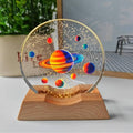 3D Acrylic Planets Night Lamp | Solar System LED Table Light with Wooden Base