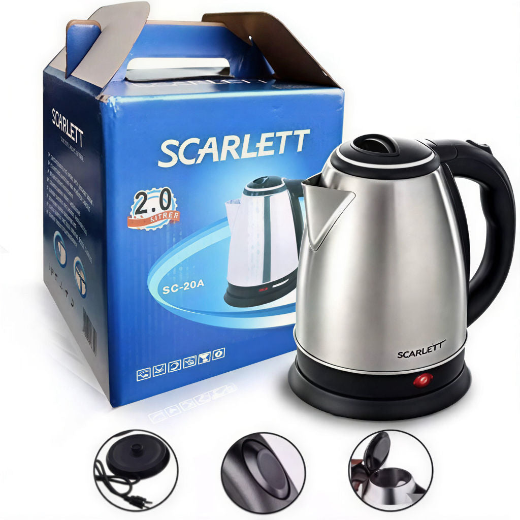 Stainless Steel Electric Kettle 2 Litre | Fast Boil | Auto Shut-Off | Energy Efficient