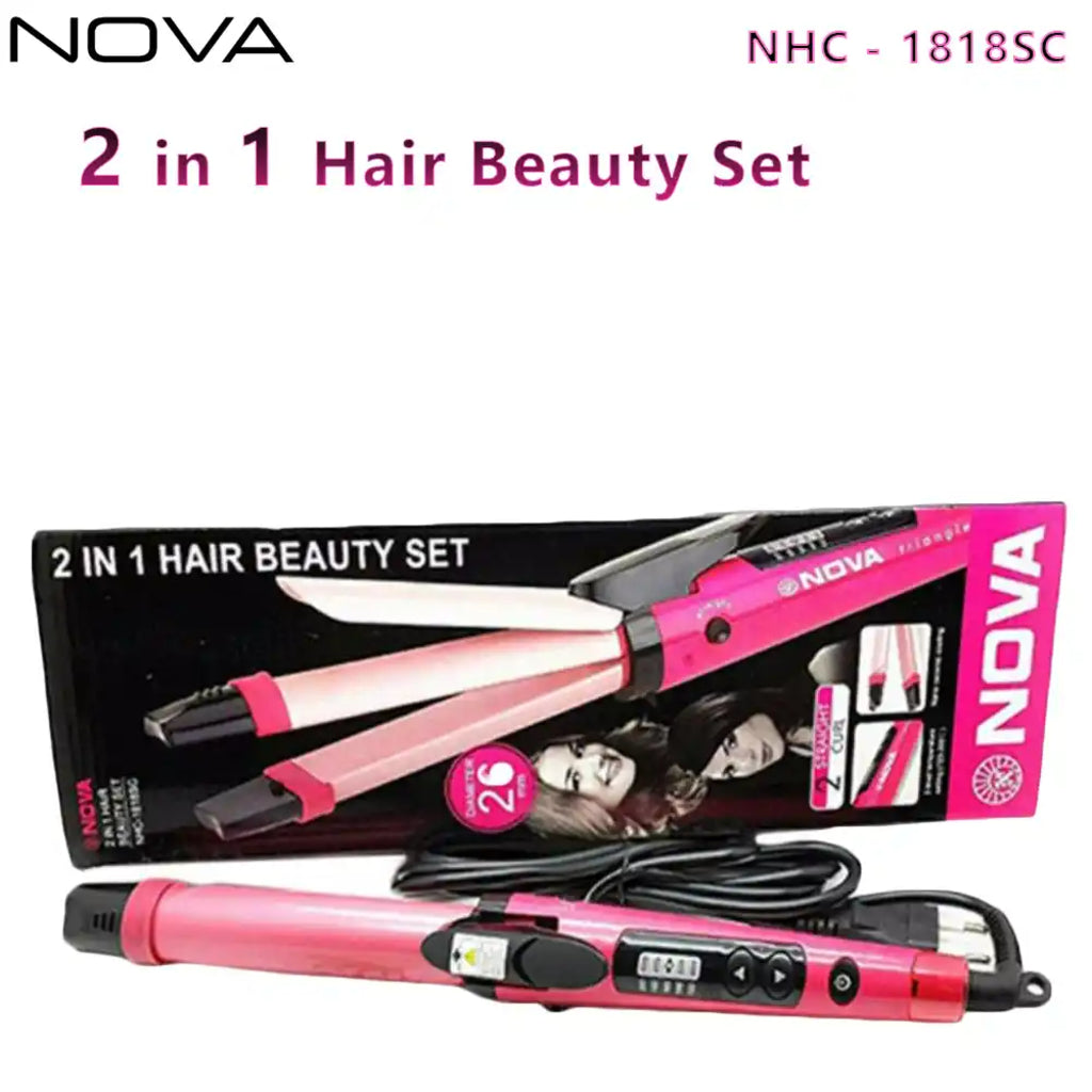 Nova 2-in-1 Hair Beauty Set | Hair Straightener & Curler Combo