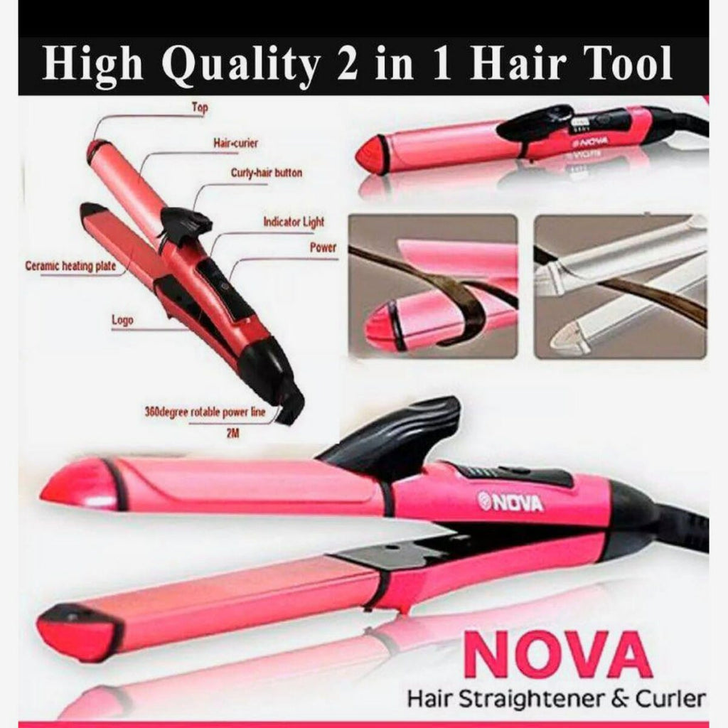 Nova 2-in-1 Hair Beauty Set | Hair Straightener & Curler Combo