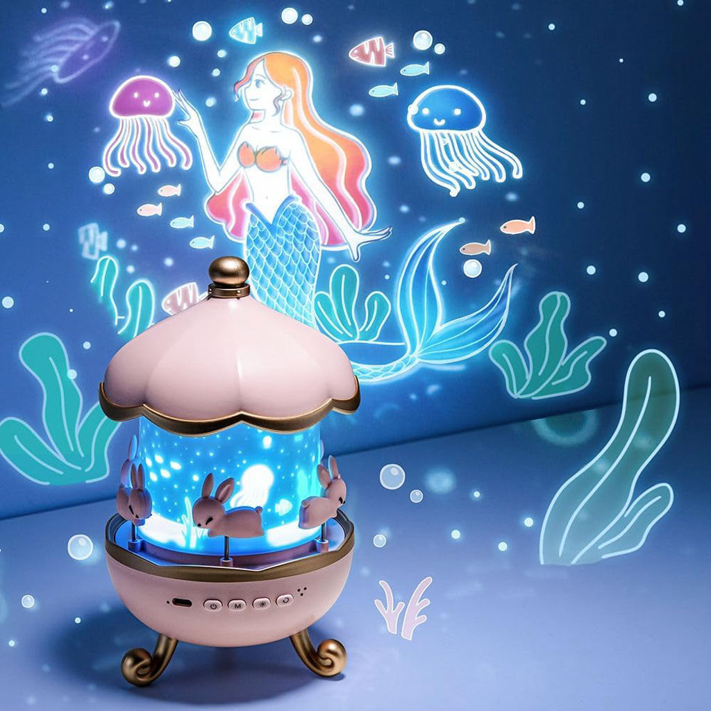 Bunny LED Night Light Projector | Rotating Star & Cartoon Projection | Kids Room & Gift Lamp