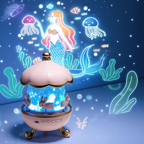Bunny LED Night Light Projector | Rotating Star & Cartoon Projection | Kids Room & Gift Lamp